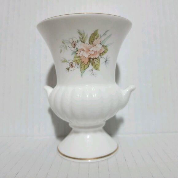 Brocade Other - "Brocade" Fine Bone China Small Vase White Gold Floral 4" Height